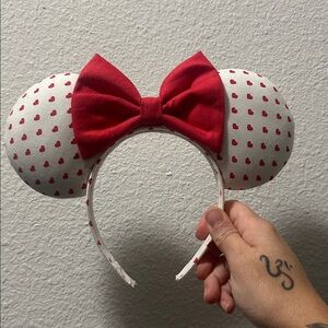 Red and White Heart Ears Headband